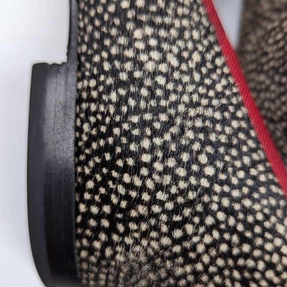 Cole Haan size 7 Calf Hair Speckled Loafers Slip On Red Trim Flats Old Money - Picture 10 of 12